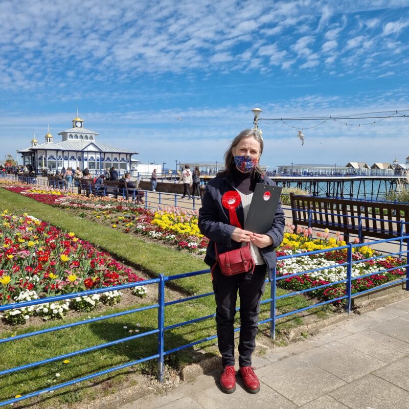 After the street stall Jill was out campaigning on the seafront