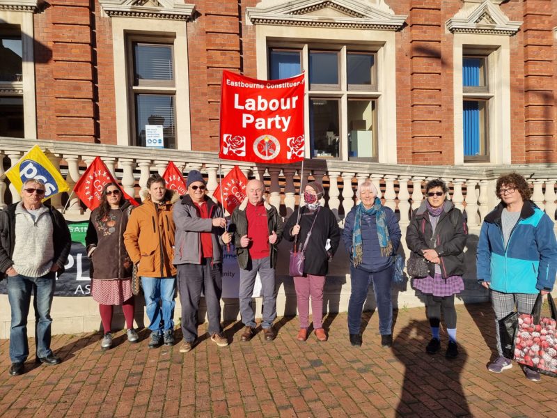 Labour Party members supporting the bin strike at the Town Hall